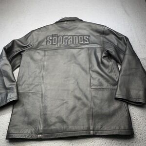 Vintage Sopranos Leather Jacket Mens XXL Embossed Logo HBO TV Show Promo Coat